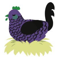 A overcast and black chicken with a lace pattern
