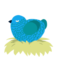 A sky and teal chicken with a lace pattern