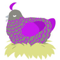 A ash and amethyst chicken with a lace pattern