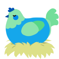 A sky and spring chicken with a head pattern