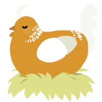 A orange and white chicken with a neck-band pattern
