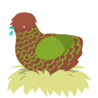 Sprout, a russet and chartreuse chicken with a lace pattern