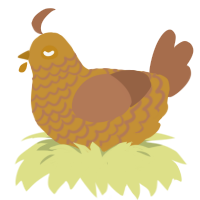 A gold and brown chicken with a lace pattern