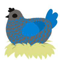 Cr0w3na Mcl30d, a grey and sapphire chicken with a lace pattern