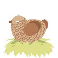 A beige and brown chicken with a lace pattern