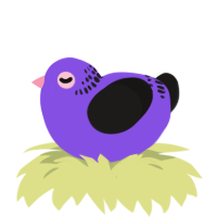 A blurple and sable chicken with a neck-band pattern