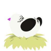 A white and sable chicken with a neck-band pattern