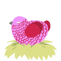 A lavender and crimson chicken with a lace pattern