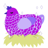 Indy, a amethyst and lilac chicken with a lace pattern