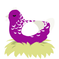 A plum and white chicken with a half-lace pattern