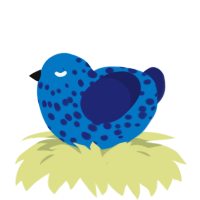 A sapphire and navy chicken with a speckle pattern