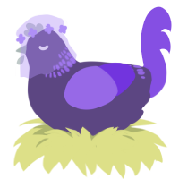 A overcast and blurple chicken with a neck-band pattern