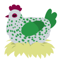 A mist and viridian chicken with a speckle pattern
