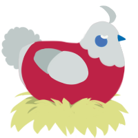 A crimson and silver chicken with a lace pattern