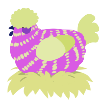 A orchid and lemon chicken with a bar pattern