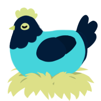 A aqua and tumblr chicken with a head pattern