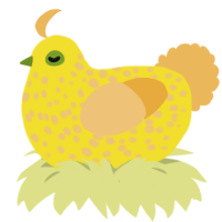 A yellow and honey chicken with a speckle pattern