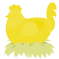 A yellow chicken with a head pattern