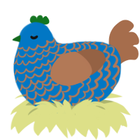 A sapphire and brown chicken with a lace pattern