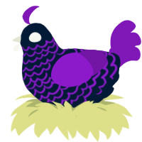 A tumblr and violet chicken with a lace pattern
