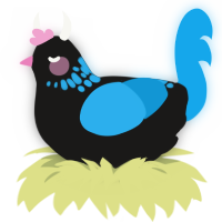 TRANS GOTH GF, a sable and sky chicken with a neck-speckle pattern