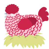 A rose and crimson chicken with a lace pattern