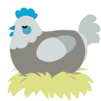 A ash and silver chicken with a head pattern