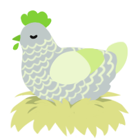 A silver and apple chicken with a lace pattern
