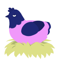 Preserve, a lavender and navy chicken with a head pattern