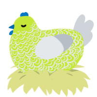 A lime and mist chicken with a double-lace pattern