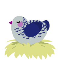 A silver and navy chicken with a half-lace pattern