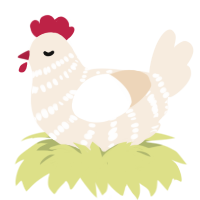 A cream chicken with a bar pattern