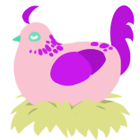 A rose and amethyst chicken with a neck-speckle pattern