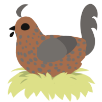 A brown and grey chicken with a speckle pattern
