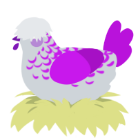 Jean, a mist and amethyst chicken with a half-lace pattern