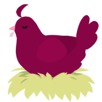 A maroon chicken