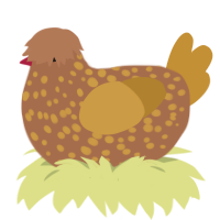 A brown and gold chicken with a speckle pattern