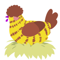 A yellow and russet chicken with a lace pattern