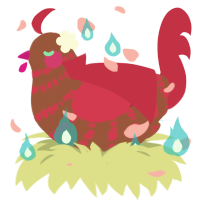 A russet and crimson chicken with a bar pattern