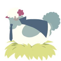 A mist and sky chicken with a head pattern