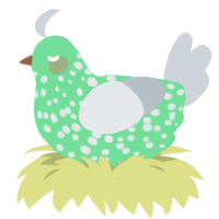 Dive, a spring and mist chicken with a speckle pattern