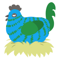 A sky and viridian chicken with a bar pattern