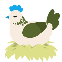 A cream and olive chicken with a neck-speckle pattern