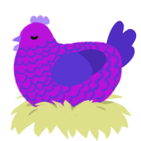 A amethyst and indigo chicken with a lace pattern