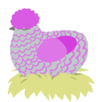 A silver and orchid chicken with a lace pattern