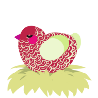 A crimson and apple chicken with a double-lace pattern
