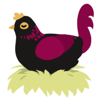 A sable and maroon chicken with a neck-speckle pattern