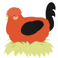 A vermilion and sable chicken