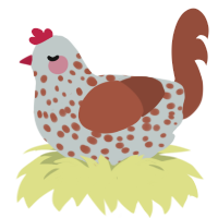 A silver and russet chicken with a speckle pattern