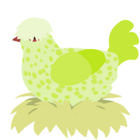 A apple and lime chicken with a speckle pattern